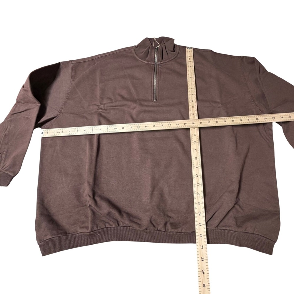 Skims Boyfriend Fleece Slouchy Half Zip Pullover Espresso Brown Medium Cotton - Picture 5 of 10